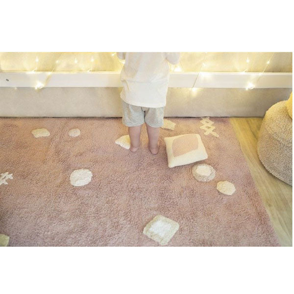 Lorena Canals waschbarer Teppich 'Noah' in nude vintage mit naturfarbenen Designelementen 140x200cm