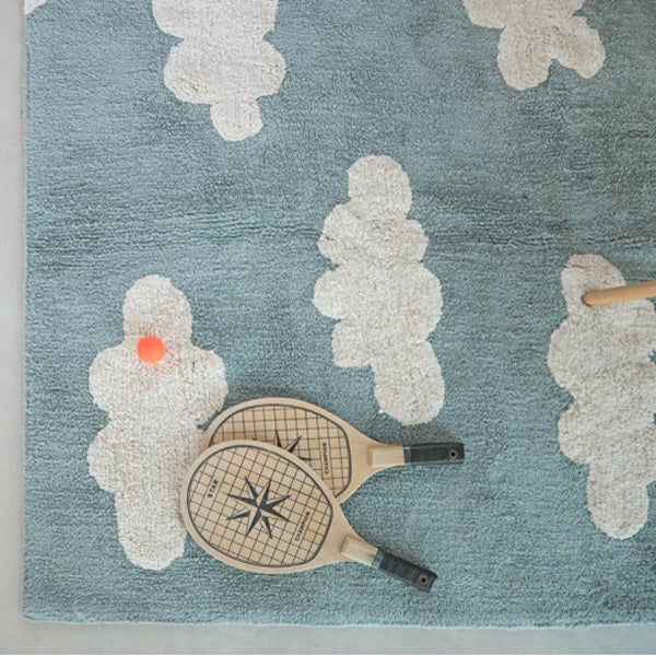 Lorena Canals waschbarer Teppich Wolken Vintage blau 120x160cm