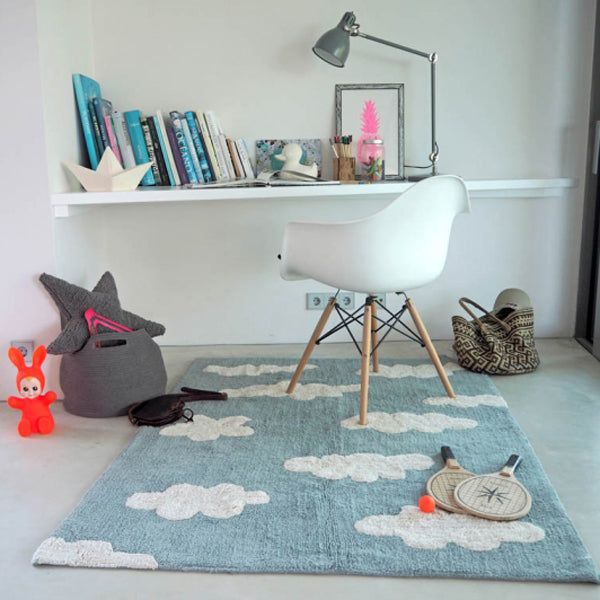 Lorena Canals waschbarer Teppich Wolken Vintage blau 120x160cm