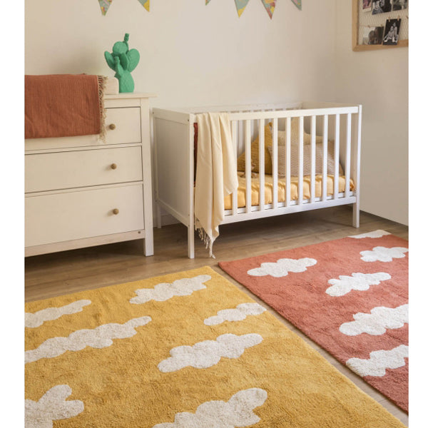 Lorena Canals waschbarer Teppich Wolken senfgelb 120x160cm