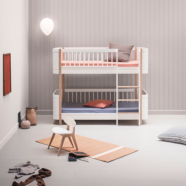 Oliver Furniture Wood Mini+ halbhohes Etagenbett 68x162cm weiß/Eiche