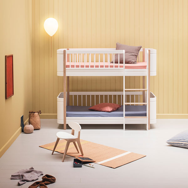 Oliver Furniture Wood Mini+ halbhohes Etagenbett 68x162cm weiß/Eiche