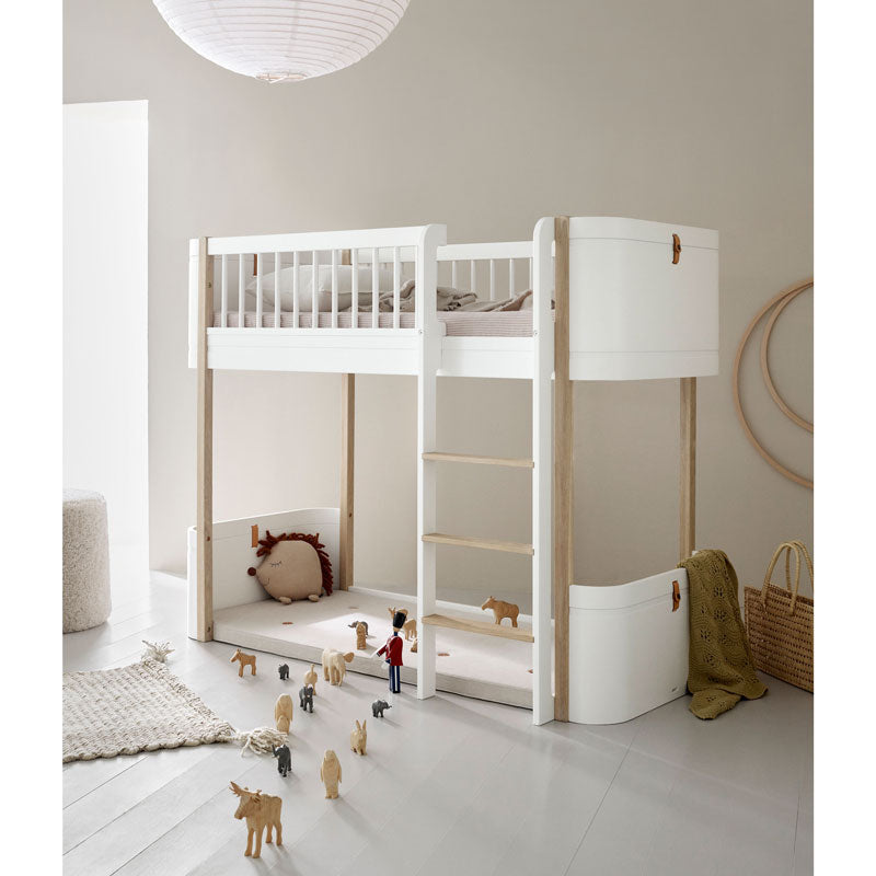 Oliver Furniture Wood Mini+ halbhohes Bett 68x162cm in weiß/Eiche