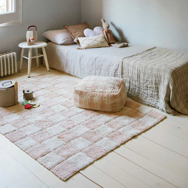 Lorena Canals Pouf "Vichy" rose 20x40x40 cm