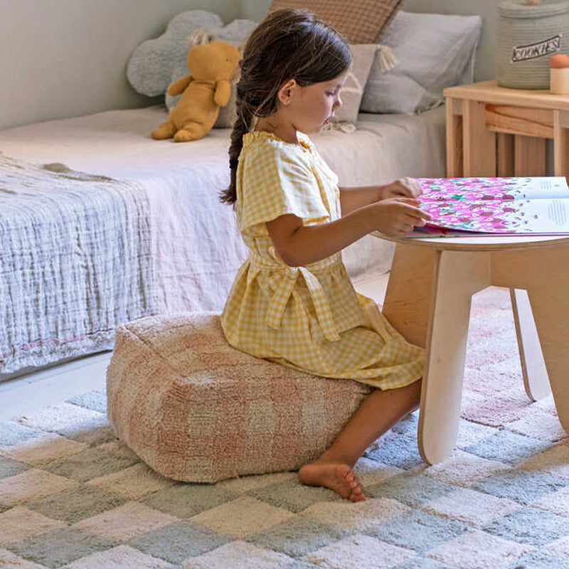 Lorena Canals Pouf "Vichy" rose 20x40x40 cm