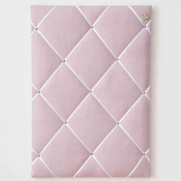 Paula&Ferdinand Memoboard Pinwand Leinen rosa mit weißem Band