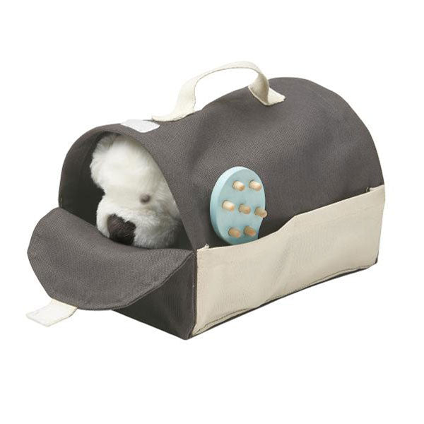 Plantoys Kinderspielzeug Tierpflegetasche mit Zubehör 12 tlg. aus Naturholz und Stoff