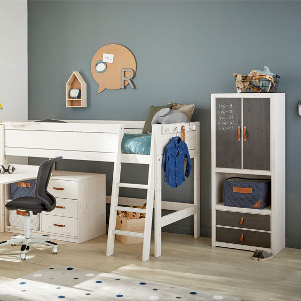 LIFETIME Türenset klein für Regal in white wash mit Kreidetafel Druck - Griffe separat