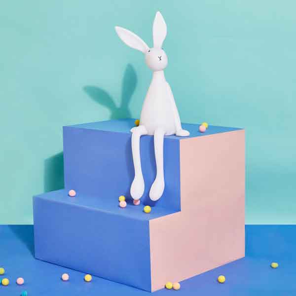 Rose in April Hasenlampe Joseph in weiß, Höhe 58cm