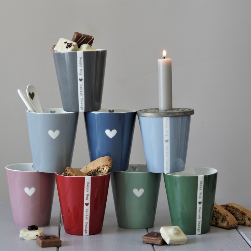 Krasilnikoff Porzellan-Becher 'happy' in grau