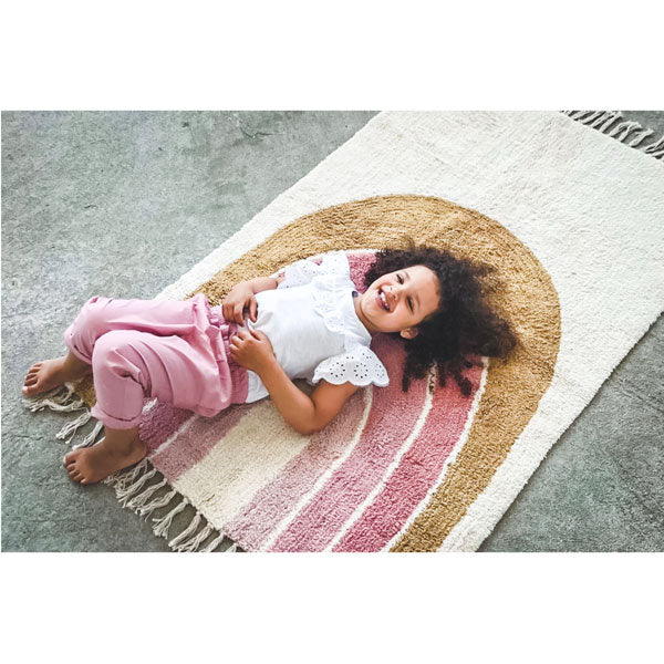 Tapis Petit waschbarer Teppich 'Regenbogen' in creme/rosa ca. 90x130cm