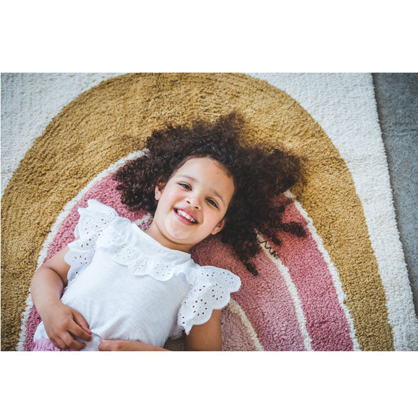 Tapis Petit waschbarer Teppich 'Regenbogen' in creme/rosa ca. 90x130cm