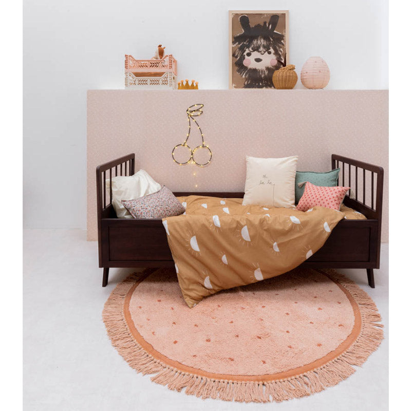 Tapis Petit runder Baumwollteppich 'Juul' in altrosa mit Punkten ca. Ø 130cm