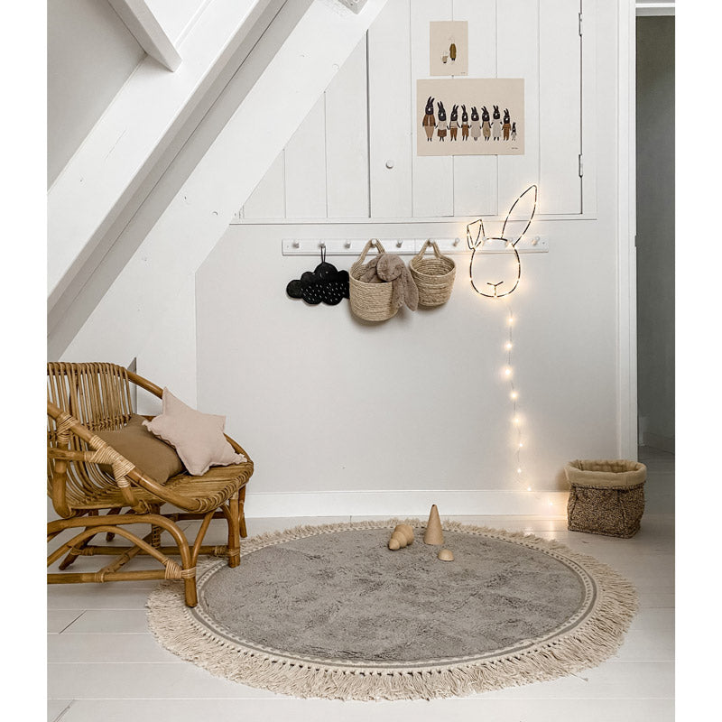 Tapis Petit runder Baumwollteppich 'Lily' in grau ca. Ø 110cm