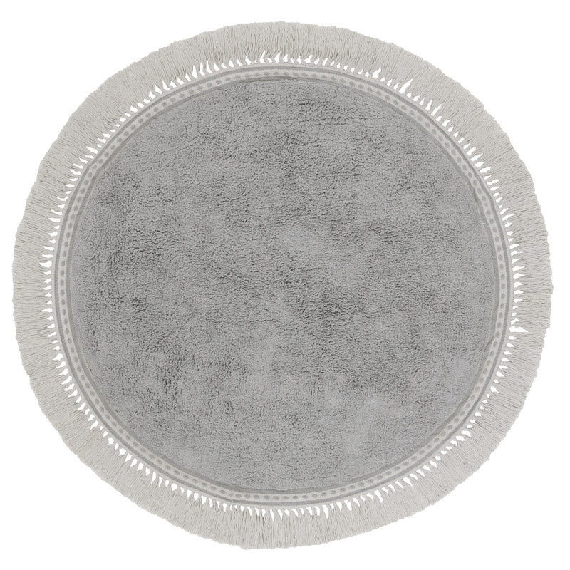 Tapis Petit runder Baumwollteppich 'Lily' in grau ca. Ø 110cm