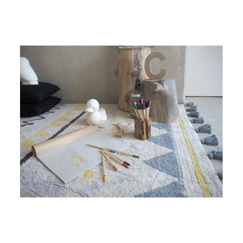 Lorena Canals waschbarer Teppich 'Azteca' in vintage blue 140x200cm