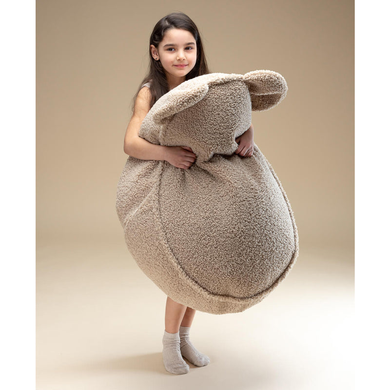 Wigiwama kleiner Sitzsack Bär aus Teddy-Stoff in 'Biscuit', 70x60cm