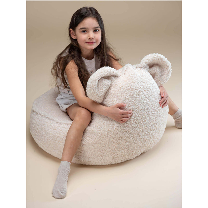 Wigiwama kleiner Sitzsack Bär aus Teddy-Stoff in 'Cream White', 70x60cm