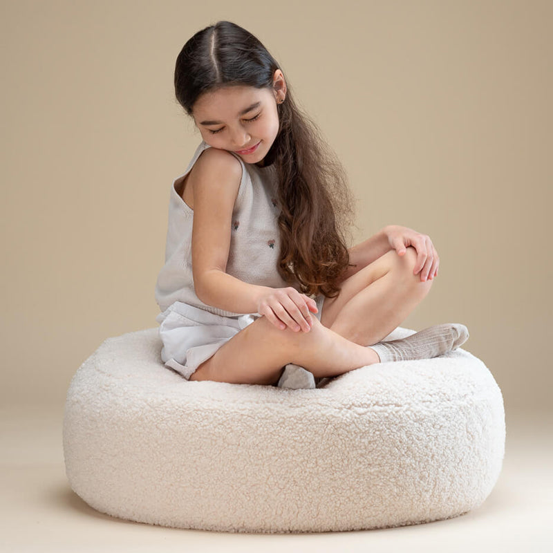 Wigiwama Teddy-Ottoman`Cream White´20x⌀65cm