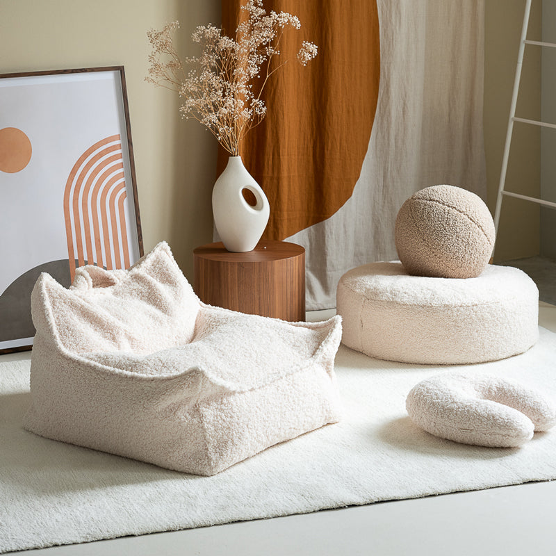 Wigiwama Teddy-Ottoman`Cream White´20x⌀65cm