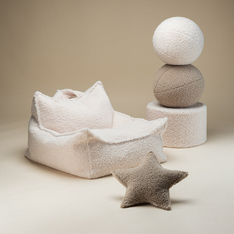 Wigiwama Teddy-Sitzpouff `Cream White´ Ø 39,5 x 25 cm